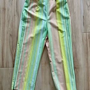 Striped Women’s Bottoms in Green and Yellow and Orange